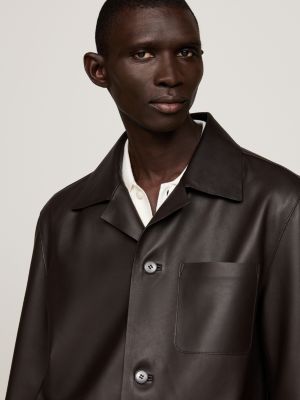 braun smart casual lederjacke für herren - tommy hilfiger