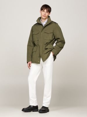 khaki patch pocket field jacket for men tommy hilfiger