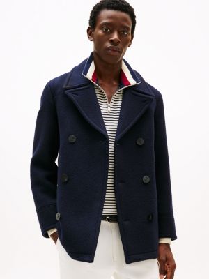 Navy double breasted peacoat on sale