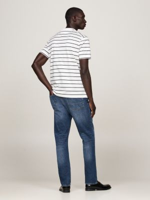 wit smart-casual t-shirt met streep voor heren - tommy hilfiger