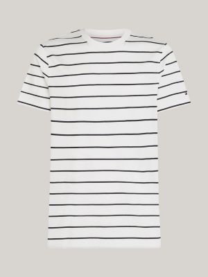 wit smart-casual t-shirt met streep voor heren - tommy hilfiger