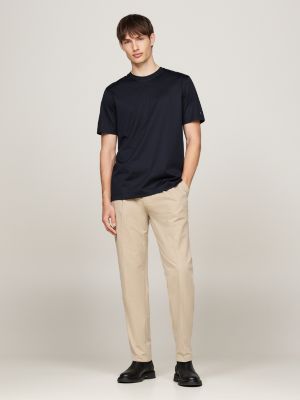 t-shirt smart casual à col ras-du-cou bleu pour hommes tommy hilfiger