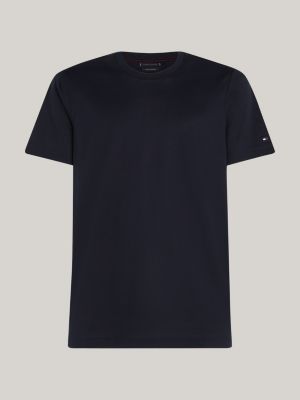 t-shirt smart casual à col ras-du-cou bleu pour hommes tommy hilfiger