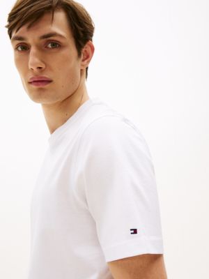 white smart casual crew neck t-shirt for men tommy hilfiger