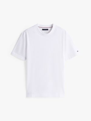 t-shirt smart casual à col ras-du-cou blanc pour hommes tommy hilfiger