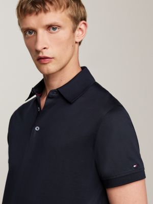 polo smart casual de corte slim azul de hombres tommy hilfiger