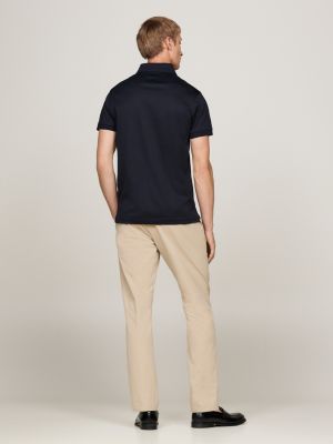 polo smart casual de corte slim azul de hombres tommy hilfiger