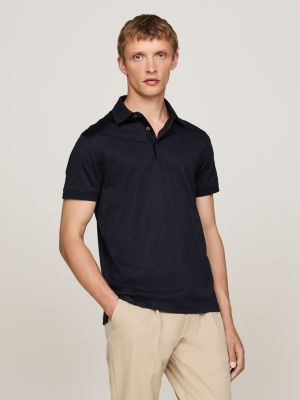 polo smart casual de corte slim blue de hombres tommy hilfiger