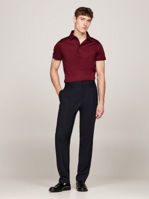 paars smart-casual slim fit poloshirt voor heren - tommy hilfiger