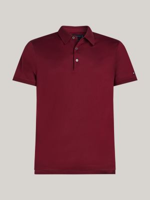 paars smart-casual slim fit poloshirt voor heren - tommy hilfiger