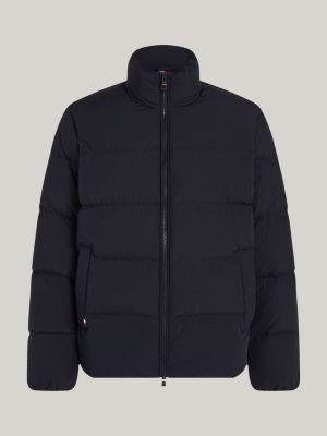 doudoune en duvet à col montant bleu pour hommes tommy hilfiger