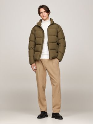 piumino con collo alto khaki da uomini tommy hilfiger