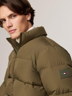 piumino con collo alto khaki da uomini tommy hilfiger