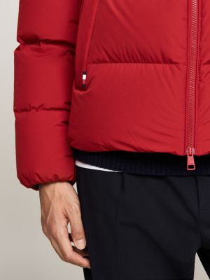 red high neck down puffer jacket for men tommy hilfiger