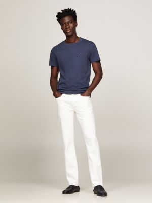 blue stückgefärbtes slim fit t-shirt für herren - tommy hilfiger