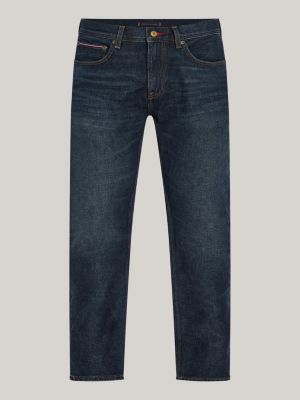 blauw denton straight jeans met fading voor heren - tommy hilfiger