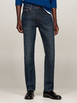 blau denton straight jeans mit fade-effekt für herren - tommy hilfiger