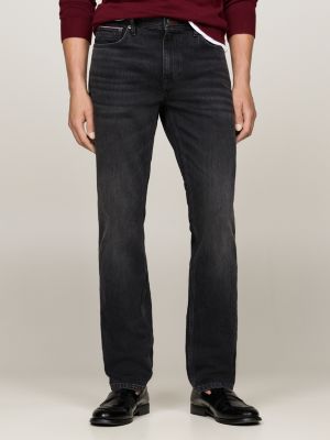 jeans denton straight fit neri sbiaditi black da uomini tommy hilfiger