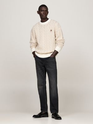 vaqueros mercer rectos de corte regular desteñidos negro de hombres tommy hilfiger