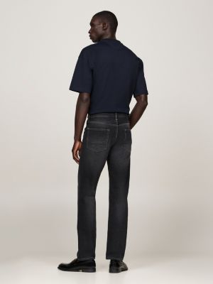 vaqueros mercer rectos de corte regular desteñidos negro de hombres tommy hilfiger