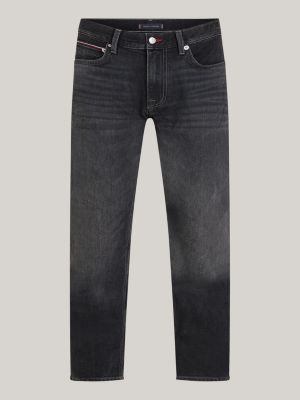 jean droit mercer coupe standard effet délavé noir pour hommes tommy hilfiger