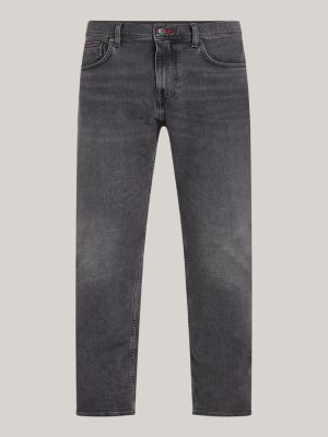 zwart houston tapered jeans met fading voor heren - tommy hilfiger