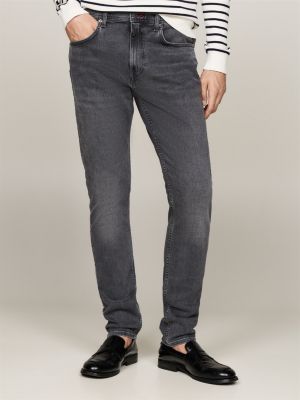 black houston tapered jeans met fading voor heren - tommy hilfiger