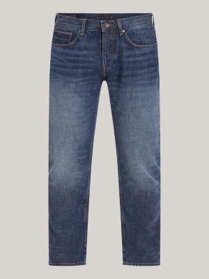 blau denton straight jeans mit fade-effekten für herren - tommy hilfiger