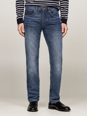 jeans denton straight fit sbiaditi blue da uomini tommy hilfiger