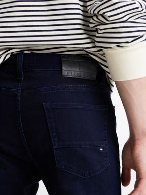 blauw bleecker slim jeans met geborduurd embleem voor heren - tommy hilfiger