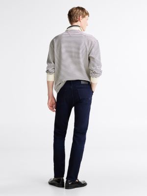 blauw bleecker slim jeans met geborduurd embleem voor heren - tommy hilfiger