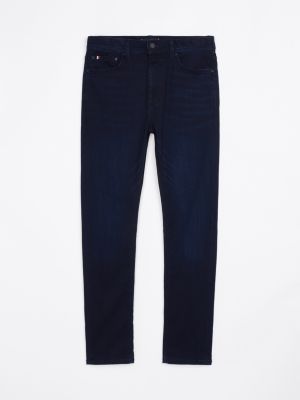 blauw bleecker slim jeans met geborduurd embleem voor heren - tommy hilfiger