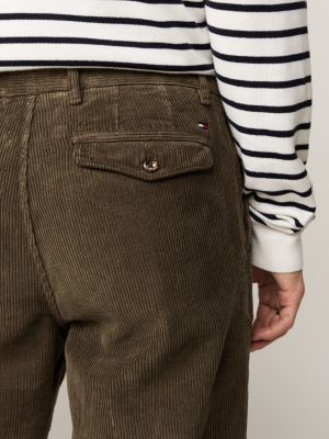 khaki harlem stretch cotton corduroy tapered chinos for men tommy hilfiger