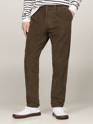 khaki harlem stretch cotton corduroy tapered chinos for men tommy hilfiger