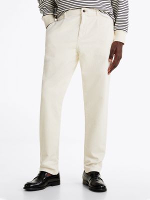 pantaloni chino harlem affusolati in velluto bianco da uomini tommy hilfiger