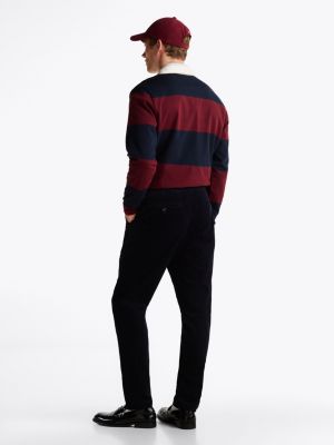 pantalón chino de pana con pernera cónica azul de hombres tommy hilfiger