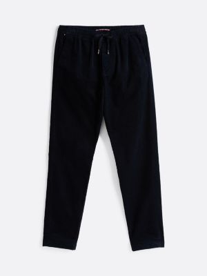 pantaloni chino affusolati in velluto a coste blu da uomini tommy hilfiger