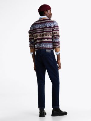 pantaloni denton straight fit in velluto a coste blu da uomini tommy hilfiger