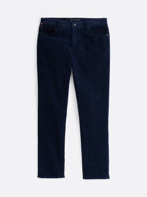 pantaloni denton straight fit in velluto a coste blu da uomini tommy hilfiger