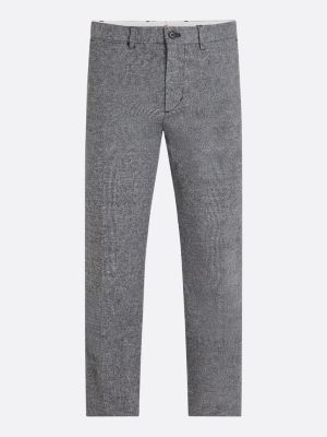 grey smart casual check regular straight trousers for men tommy hilfiger