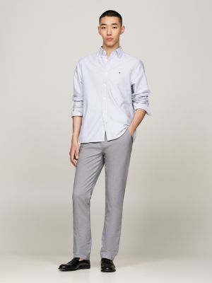 grey smart casual denton regular straight trousers for men tommy hilfiger