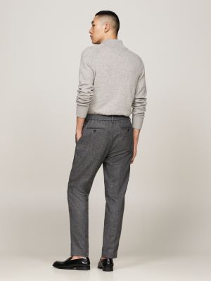 grijs smart casual tapered broek met visgraat voor heren - tommy hilfiger