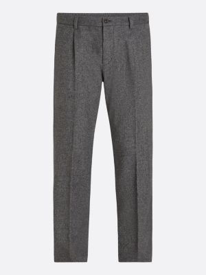 grijs smart casual tapered broek met visgraat voor heren - tommy hilfiger