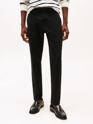 zwart harlem tapered chino van satijn voor heren - tommy hilfiger