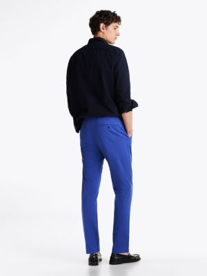 pantalón chino cónico de satén harlem azul de hombres tommy hilfiger