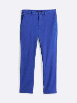 pantalón chino cónico de satén harlem azul de hombres tommy hilfiger