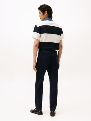 pantaloni chino harlem affusolati in rasatello blu da uomini tommy hilfiger