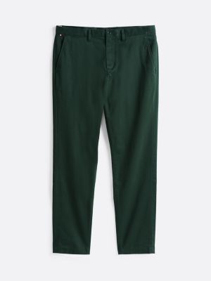 pantalón chino cónico de satén harlem verde de hombres tommy hilfiger