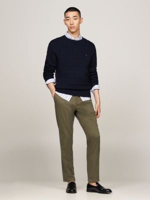 khaki harlem sateen tapered chinos for men tommy hilfiger