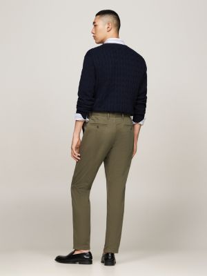 khaki harlem sateen tapered chinos for men tommy hilfiger